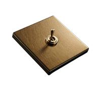 Interrupteur d'éclairage, interrupteur de lampe, 86 type 1-4 gangs, 2 voies, interrupteur à bascule, levier en laiton vintage, interrupteur à panneau doré en acier inoxydable, antique (couleur : 3 Ga