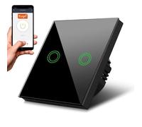 Interrupteur d'éclairage - Maclean - MCE714B - Smart WiFi - Verre trempé - 2 boutons - Noir