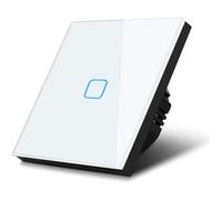 Maclean MCE701W Interrupteur d'éclairage tactile LED en verre blanc avec bouton carré de haute qualité avec rétroéclairage LED (MCE701W)