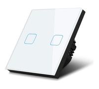 Interrupteur d'éclairage - Maclean - Tactile LED - Verre blanc - 2 boutons - 1000W