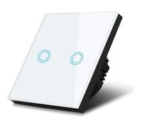 Interrupteur d'éclairage - Maclean - Tactile LED - Verre blanc - 2 boutons - 1000W max