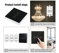 Interrupteur d'éclairage sans fil 3 gang ON/OFF Remote Controc Cutcht Set for Home Black