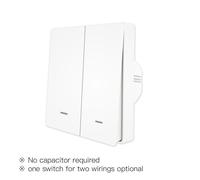 Interrupteur d'éclairage sans fil, Moes Tuya Zigbee Interrupteur d'éclairage intelligent, avec Alexa Google Home 2MQTT Blanc 2 voies
