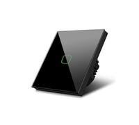 Interrupteur d'éclairage simple, d'escalier, en croix, en verre, noir avec éclairage par bouton carré, 85x85mm, MCE713B