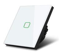 Interrupteur d'éclairage simple Maclean, d'escalier, en croix, en verre, blanc avec éclairage par bouton carré, 85x85mm, MCE713W blanc G