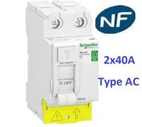 Schneider Electric – Interrupteur différentiel Resi9 R9PRC240 30 mA 2P 40 A Type AC peignable