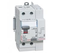411633 Interrupteur différentiel DX3 2P 63A type AC 30mA arrivée haute + départ haut - 3 modules - Legrand