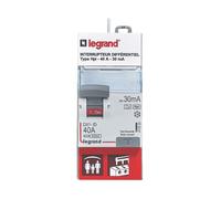 Interrupteur différentiel à borne à vis courbe F Legrand DX3 40A 30mA 1P+N
