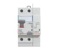 Interrupteur différentiel bipolaire à bornes à vis et bornes automatiques courbe A Legrand DX3 63A 30mA
