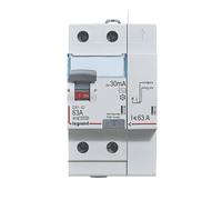 Interrupteur différentiel bipolaire à bornes à vis et bornes automatiques courbe AC Legrand DX3 63A 30mA