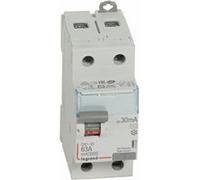 411506 Legrand Interrupteur différentiel 63A type AC 30mA bipolaire - 2 modules - Bornes alignées