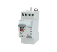 Interrupteur différentiel DX³-ID arrivée haute et départ haut à vis 2P 230 V 40 A type A 30 mA LEGRAND 411617