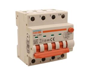 Interrupteur différentiel magnétothermique triphasé 380V Type A 40A B40, 4P Réels (NO 3P+N), Courbe B 6kA 30mA, Double Levier avec Diagnostic Visuel, 4 Modules DIN, Série PL8M4