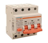 Interrupteur différentiel magnétothermique triphasé type A, 20 A C20, RCBO 3P+N 6 kA 30 mA courbe C 380 V, 4 modules DIN, série PL8M4 professionnelle électromagnétique