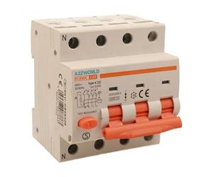 Interrupteur différentiel magnétothermique triphasé type A, 20 A C20, RCBO 3P+N 6 kA 30 mA courbe C 380 V, 4 modules DIN, série PL8M4 professionnelle électromagnétique