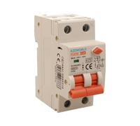 Interrupteur différentiel magnétothermique type A 10 A C10, RCBO 1P+N 6 kA 30 mA courbe C, double levier avec diagnostic visuel, 2 modules DIN, série PL8HM électromagnétique