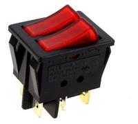 Interrupteur double 6 cosses rouge - radiateur