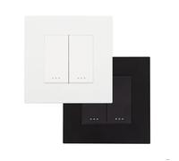 Interrupteur Double Bouton-Poussoir avec Cadre PC Modern Blanc