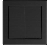 Interrupteur double encastré 7x7cm noir mat