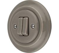 Interrupteur double encastré porcelaine rétro I PR1 gris-beige