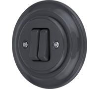 Interrupteur double encastré porcelaine rétro I PR1 gris foncé