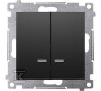 Interrupteur double IP44 noir SIMO DW5BL.01/49