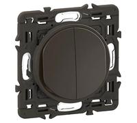 LEGRAND - Interrupteur Poussoir Double - 6A - Commande d'Eclairage Complète - A compléter avec une plaque - Noir