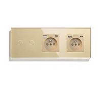 Interrupteur Double Tactile - BSEED - Verre Trempé - 2 Prises USB-C - Couleur Or