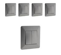 Interrupteur double va-et-vient - ZENITECH - Lot de 5 - Titanium - Design contemporain - Installation rapide
