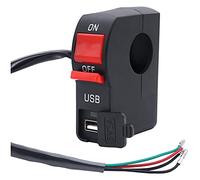 interrupteur électronique 12v 7/8 ″ Guidon de moto sur interrupteur à bouton-poussoir, avec interrupteur de commande de phare de chargeur de voiture USB 12V5A