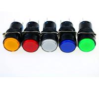interrupteur électronique 16mm DC 12V LED interrupteur à bouton-poussoir bleu vert rouge jaune blanc lampe fixe interrupteurs à bouton-poussoir verrouillage pousser sur le démarrage (Color : Rot)