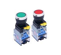 interrupteur électronique 2 pièces 22mm 10A 440V 1NO 1NC DPST bouton poussoir interrupteurs à bouton-poussoir avec rouge vert lumière LED tension 110V