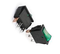 interrupteur électronique AC250V 15A commutateurs lampe pilote verte lumière SPST 3 bornes à souder 2 positions marche/arrêt interrupteurs à bascule à montage encliquetable commutateurs 2 pièces