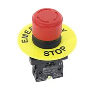 interrupteur électronique Bouchon de champignon rouge 1NO 1NC DPST AC 660V10A Interrupteur à bouton-poussoir industriel d'arrêt d'urgence (Color : Type D 1 Nc)
