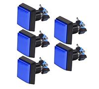 interrupteur électronique Bouton-poussoir de jeu 50x50 carré 12V, interrupteur à bouton-poussoir lumineux avec micro-interrupteur for jeux vidéo d'arcade, bleu, 5 pièces