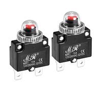 interrupteur électronique Disjoncteurs thermiques 15A 125/250V AC 32V DC, bouton-poussoir de réinitialisation, interrupteur de protection contre les surcharges avec capuchon étanche, 2 pièces