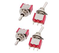 interrupteur électronique Mini interrupteur à bascule rouge, 4 pièces, commande électrique AC250V/2A 120V/5A, 3 bornes SPDT On/Off/On, 3 positions