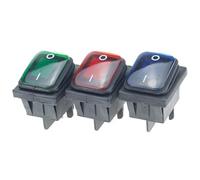 Interrupteur en forme de bateau enfoncé/éteint, Interrupteur à bascule marche/arrêt 27 x 22 mm, 12 V/220 V, 4 broches DPST, étanche IP67, KCD4-201-3, multicolore(Green,12V)