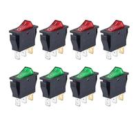 Interrupteur en forme de bateau enfoncé/éteint, Micro-interrupteurs à bascule KCD3 3 pôles 2 positions ON-OFF avec voyant lumineux, lot de 8, multicolores, 15 A/250 V, 20 A/125 V(8pcs green red)