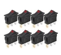 Interrupteur en forme de bateau enfoncé/éteint, Micro-interrupteurs à bascule KCD3 3 pôles 2 positions ON-OFF avec voyant lumineux, lot de 8, multicolores, 15 A/250 V, 20 A/125 V(8pcs dot red)