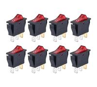 Interrupteur en forme de bateau enfoncé/éteint, Micro-interrupteurs à bascule KCD3 3 pôles 2 positions ON-OFF avec voyant lumineux, lot de 8, multicolores, 15 A/250 V, 20 A/125 V(8pcs red)