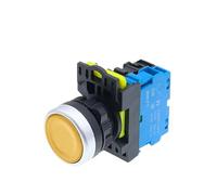 Interrupteur en plastique LA36M de 22 mm avec LED, bouton-poussoir momentané plat LA36M, démarrage autobloquant, 1NO/1NC, lumineux, électrique(Yellow,2NO_MOMENTARY_6V)