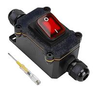 Interrupteur étanche en ligne, AC250 V 20 A DPST 4 broches pour machines - Interrupteur marche/arrêt à bascule pour une utilisation en extérieur - Avec LED rouge des deux côtés - Entrée et sortie