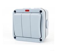 Interrupteur extérieur étanche IP66 offrant un contrôle pour 3 appareils électriques, conçu pour une utilisation dans les jardins, garages, terrasses et chantiers de construction (commande unique)