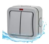 Interrupteur extérieur résistant aux intempéries IP66 2 voies : WIYETY 20A Interrupteur universel étanche à la poussière, boîte de prises double interrupteur, interrupteur extérieur pour jardin, salle