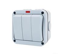 Interrupteur extérieur résistant aux intempéries IP66 pour contrôle à 3 appareils, conçu pour les jardins, terrasses, garages et chantiers de construction (commande unique)