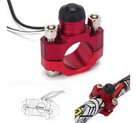 Interrupteur Guidon 22mm,Universel Bouton Demarrage Interrupteur Poussoir CNC Moteur de Avec Plaque Arrière de Montage pour 7/8" 22mm Guidon Dirt Bike Pit Bike Scooter ATV Quad-Rouge