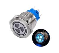 interrupteur industriel 12V 16mm bleu LED ventilateur de voiture illuminé interrupteur à bouton-poussoir 1NO 1NC 5/8" interrupteur de montage