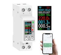 Interrupteur intelligent Wi-Fi 8 en 1 pour la consommation d'énergie avec écran numérique Tuya Smart avec protection contre les surtensions réglable, télécommande via application commande vocale
