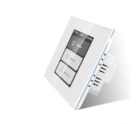 Interrupteur intelligent Wi-Fi Tuya avec écran tactile LCD plein écran, surveillance de l'énergie, réseau maillé, contrôle de la lumière ou du rideau, panneau en verre trempé, blanc (blanc)